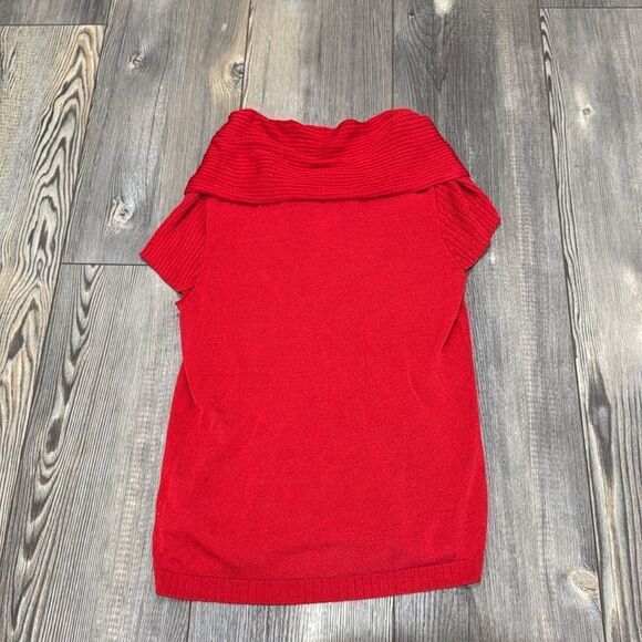 Jones New York Cap Sleeve Cowl Neck Sweater Bright Red - Picture 2 of 7